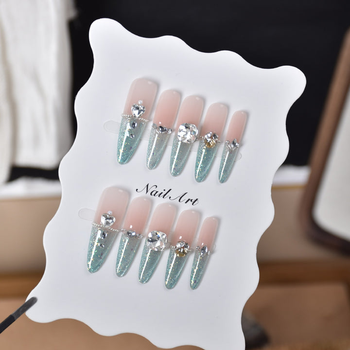 Glamorous Crystal-Embellished Stiletto Press-On Nail Extensions Stornfield