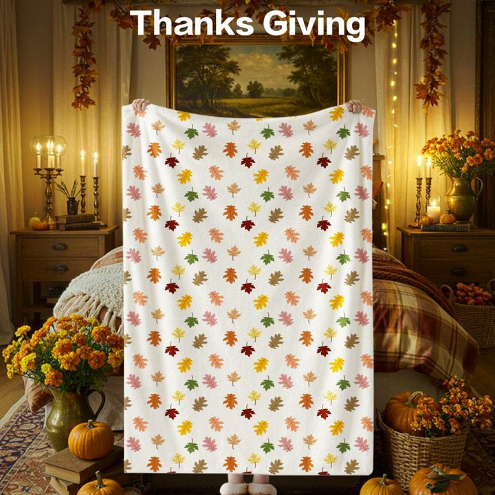 Thanksgiving-Themed Cozy Fleece Blanket