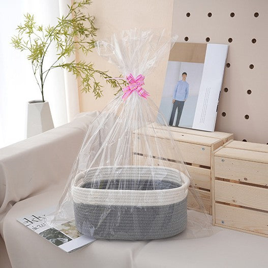 Natural storage basket with ribbons Stornfield
