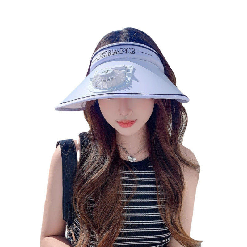 Sun protection visor with quiet rechargeable mini fan and adjustable neoprene seat Stornfield