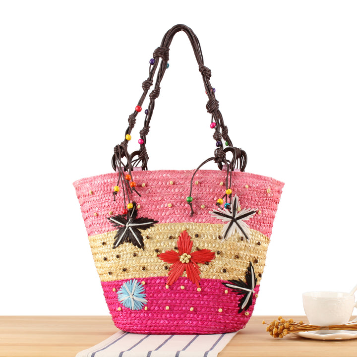 Handcrafted beach bag with cheerful floral patterns Stornfield