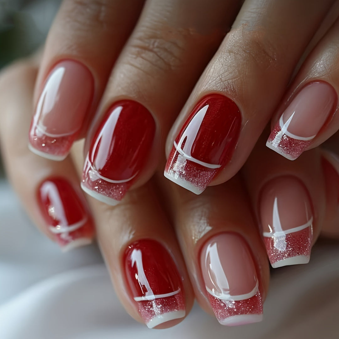 Artificial nails in elegant glitter French design Stornfield