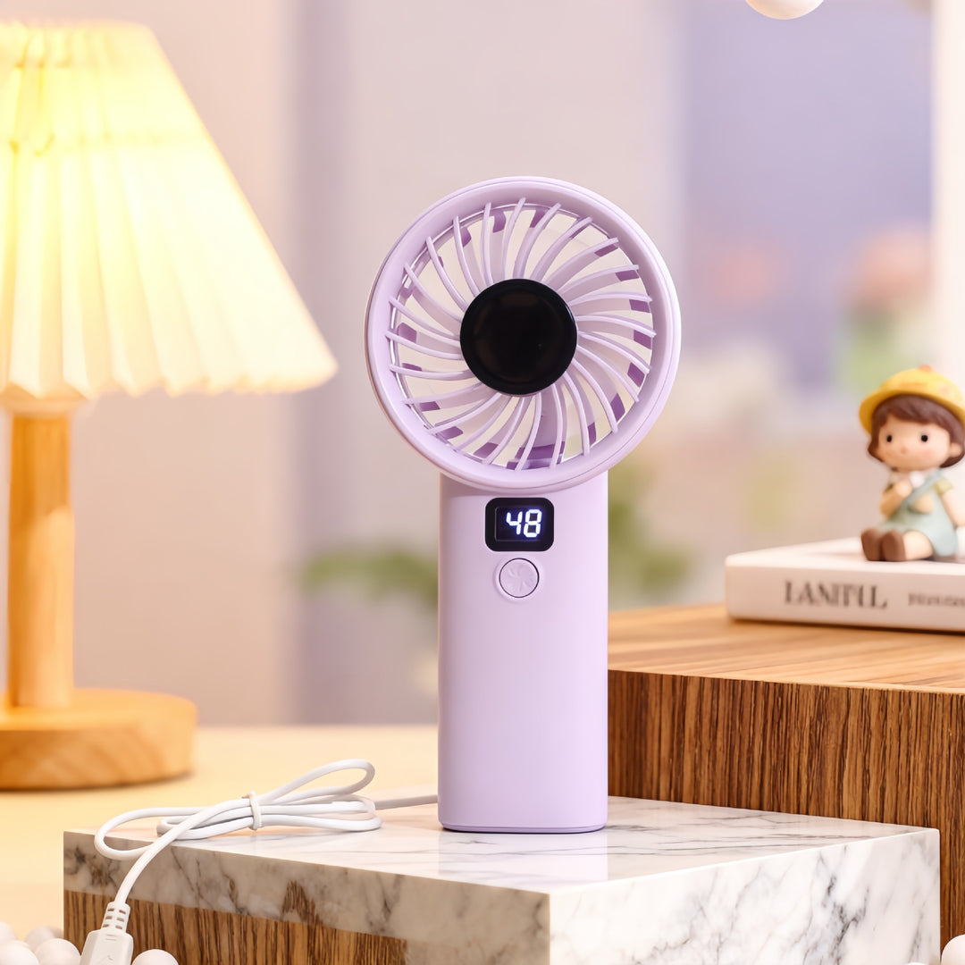 Ladies Portable Hand Fan with LED Display and Lightweight Design Stornfield