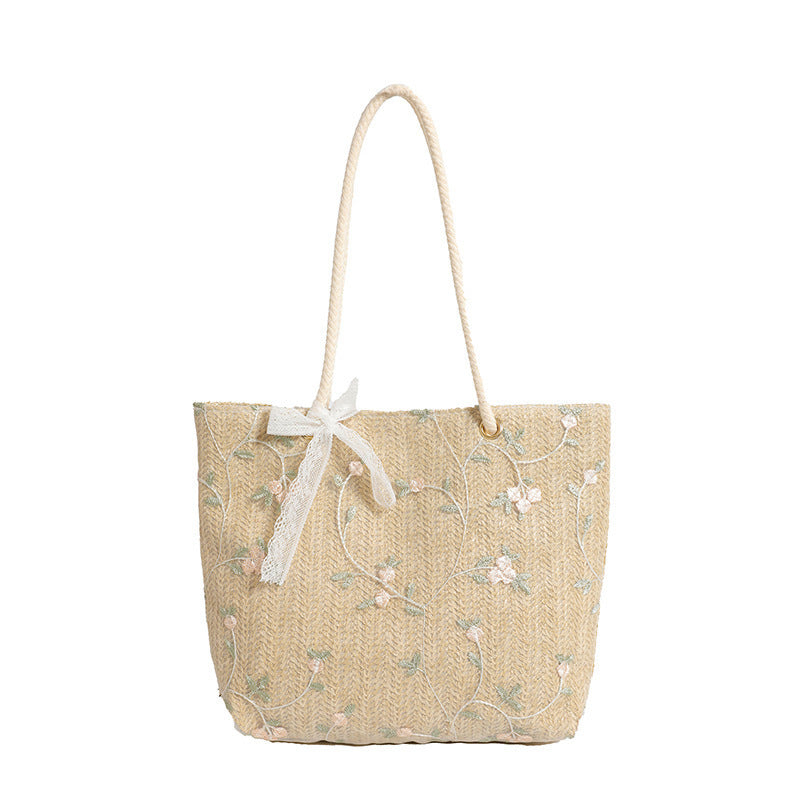 WoEmbroidered Straw Tote Bag Stornfield