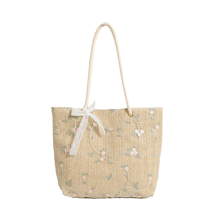 WoEmbroidered Straw Tote Bag Stornfield