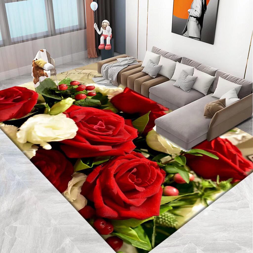 3D Printed Floral Area Rug Stornfield