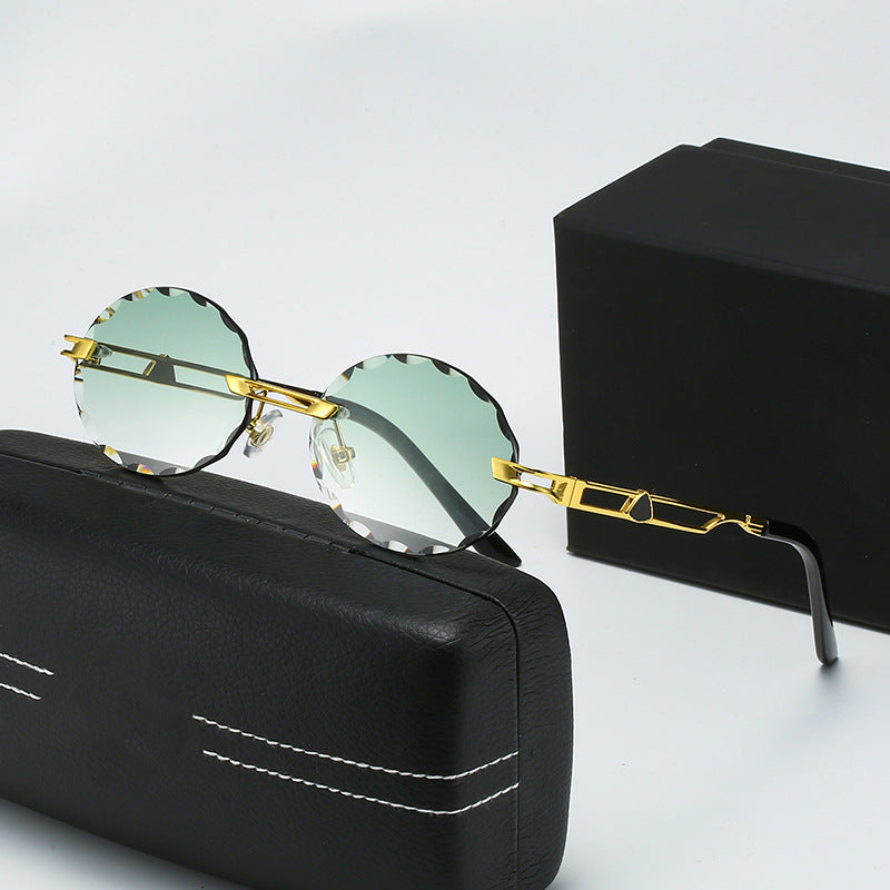 Ladies round sunglasses with unique wave design and high-quality metal frame Stornfield