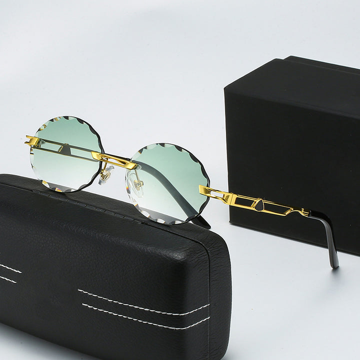 Ladies round sunglasses with unique wave design and high-quality metal frame Stornfield