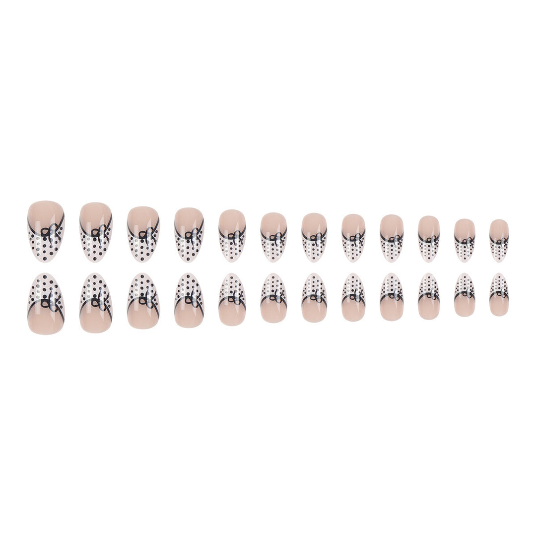 Elegant Stiletto Press-On Nails with Polka Dot Design and Bow Accents Stornfield