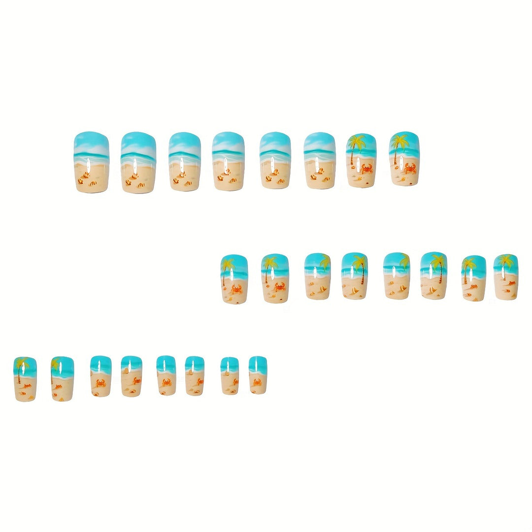 Artificial nails with maritime beach motif Stornfield