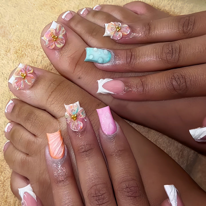 3D Floral Decorative Press-On Nails Set Stornfield