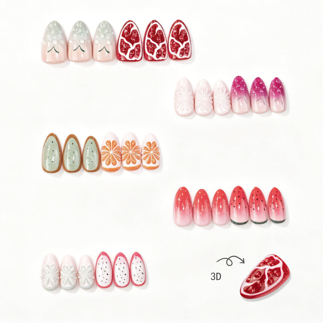 Creative Fruit-Themed Press-On Nail Art Set