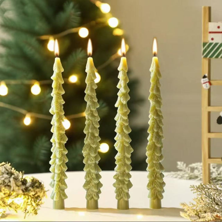 Handcrafted Sculpted Christmas Tree Taper Candle