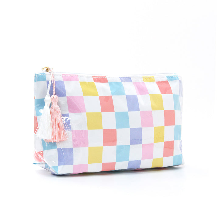 Cosmetic pouch with colorful check pattern Stornfield