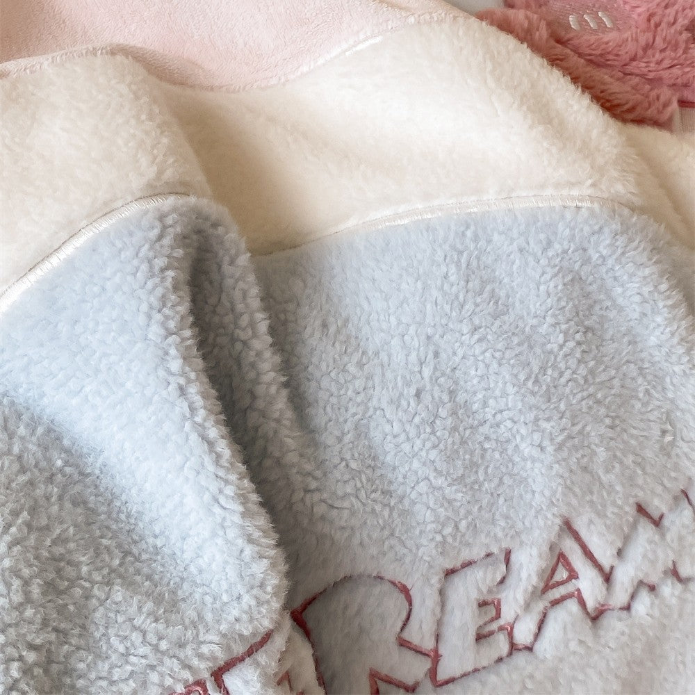 Cartoon Space-Themed Cotton Duvet Cover Set with Reversible Velvet Scallop Trim and Embroidered Astronaut Motifs