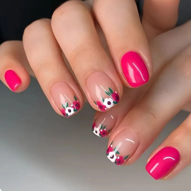 Floral Themed Acrylic Nail Art Stornfield