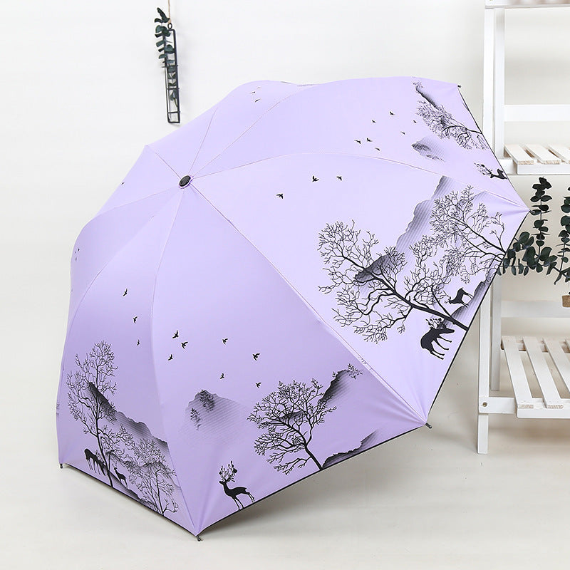 Ladies Foldable Umbrella with Artistic Nature Design Stornfield