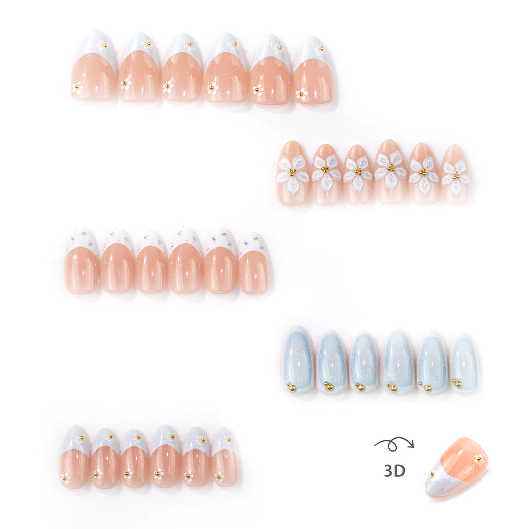 Artistic Floral-Embellished Press-On Nail Design