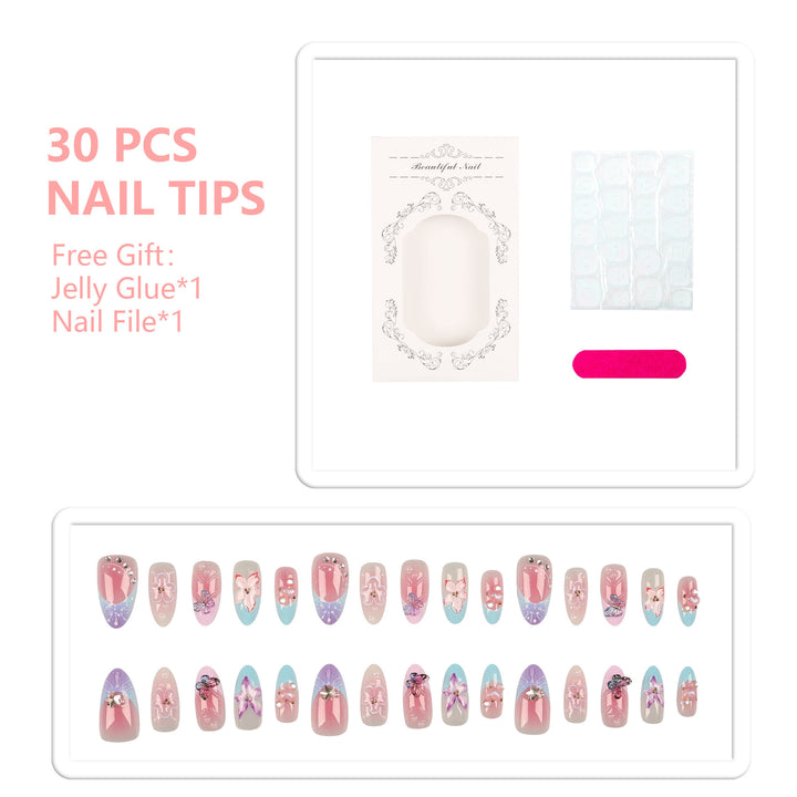 Floral Acrylic Press-On Nail Art Set