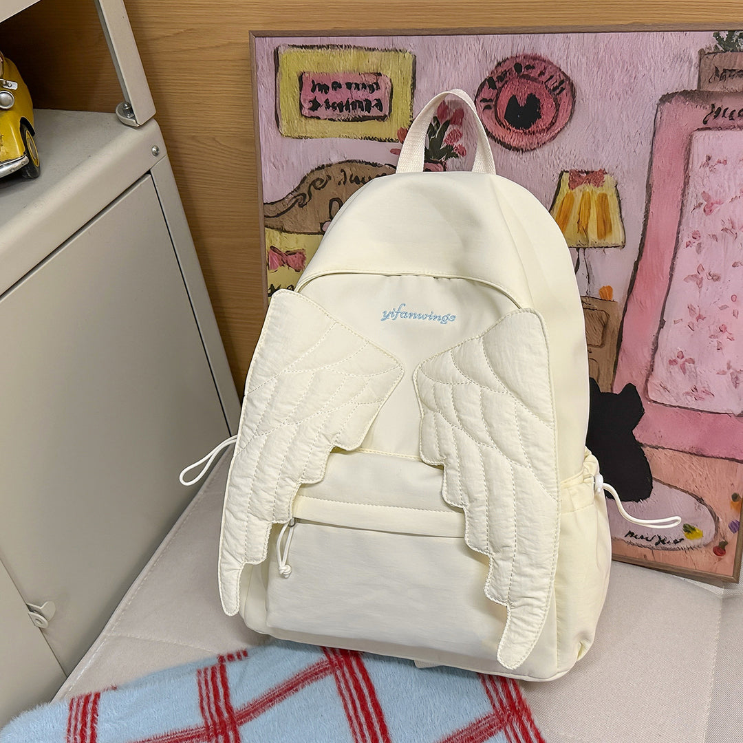 Cute Wing-Embellished Casual Backpack Stornfield