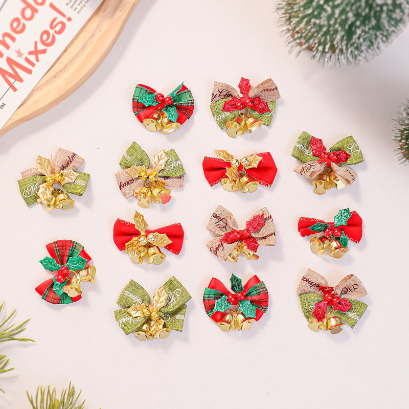 Festive hair bow with bells and Christmas motif Stornfield