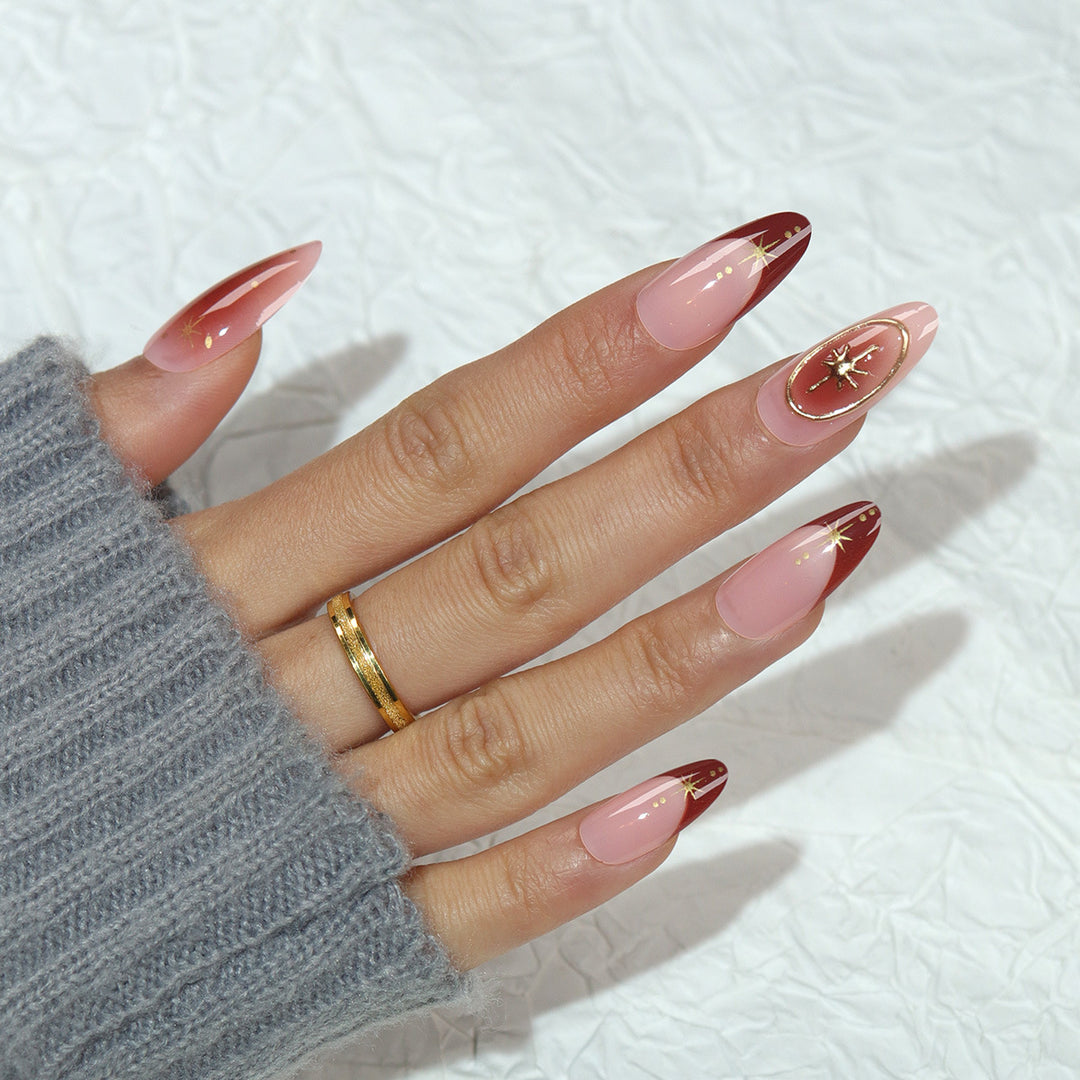 Glamorous Stiletto Press-On Nails with Artistic Designs Stornfield