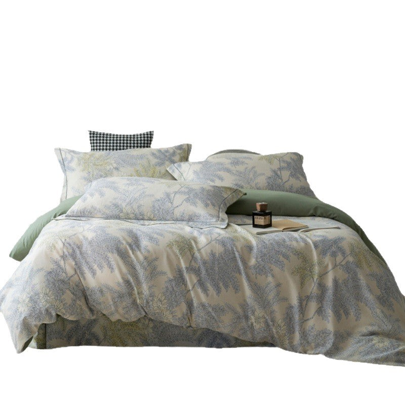 Bedding set made of cotton percale with geometric check pattern, breathable and easy to iron