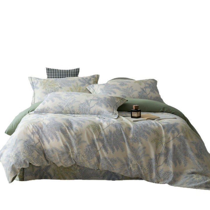 Bedding set made of cotton percale with geometric check pattern, breathable and easy to iron