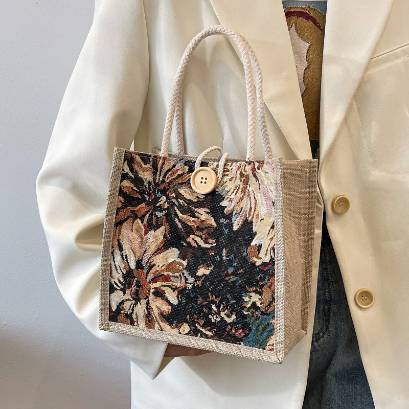 Floral Embroidered Artisan Tote