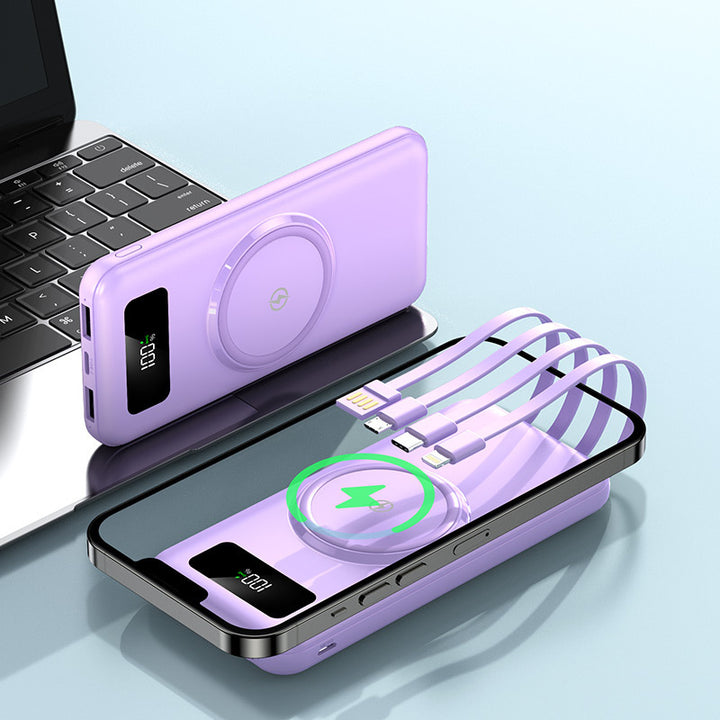 Portable power bank with integrated Qi charging function and digital display Stornfield