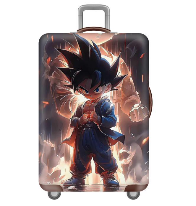 Unisex nan elastic motif suitcase cover made of stretchable polyester with handle and wheel openings Stornfield