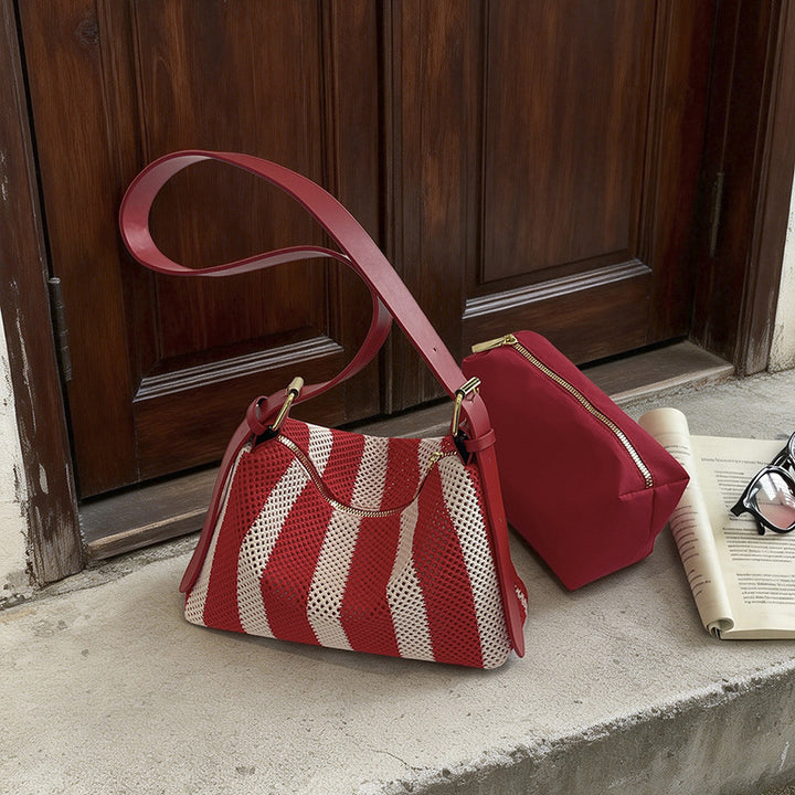 Textured Stripe Shoulder Bag