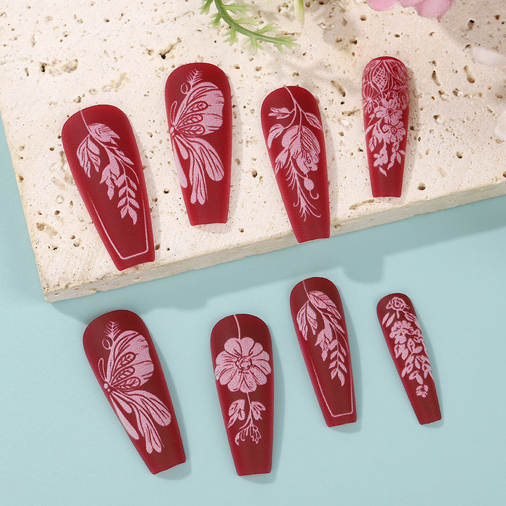 Artificial Nail Set with Floral Designs Stornfield