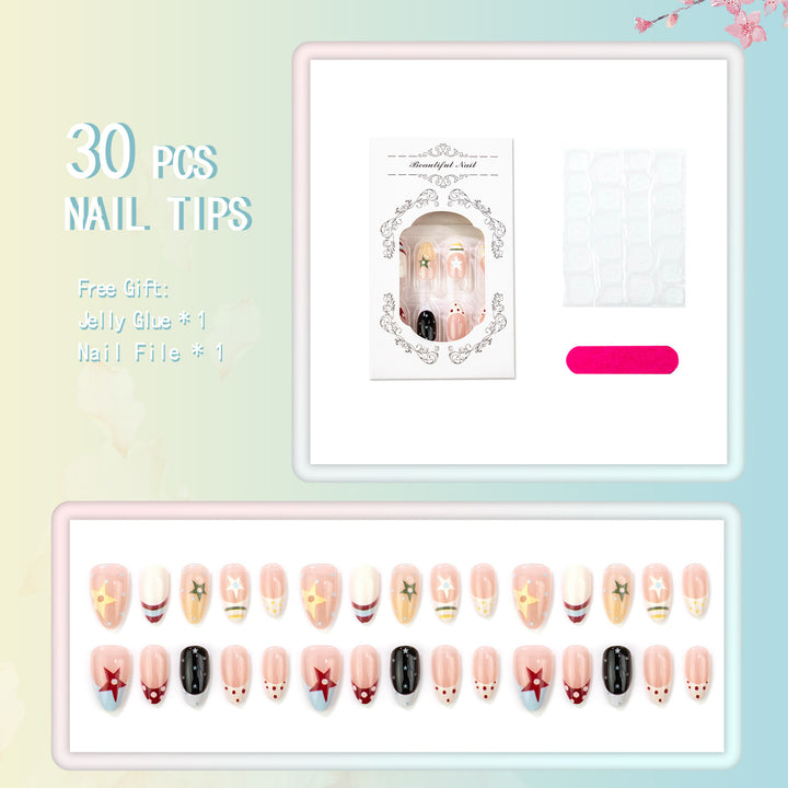 Creative Starry Theme Press-On Nail Art Set