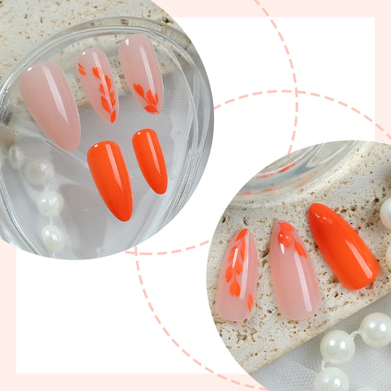 Artistic Press-On Nail Set with Seasonal Floral Designs Stornfield