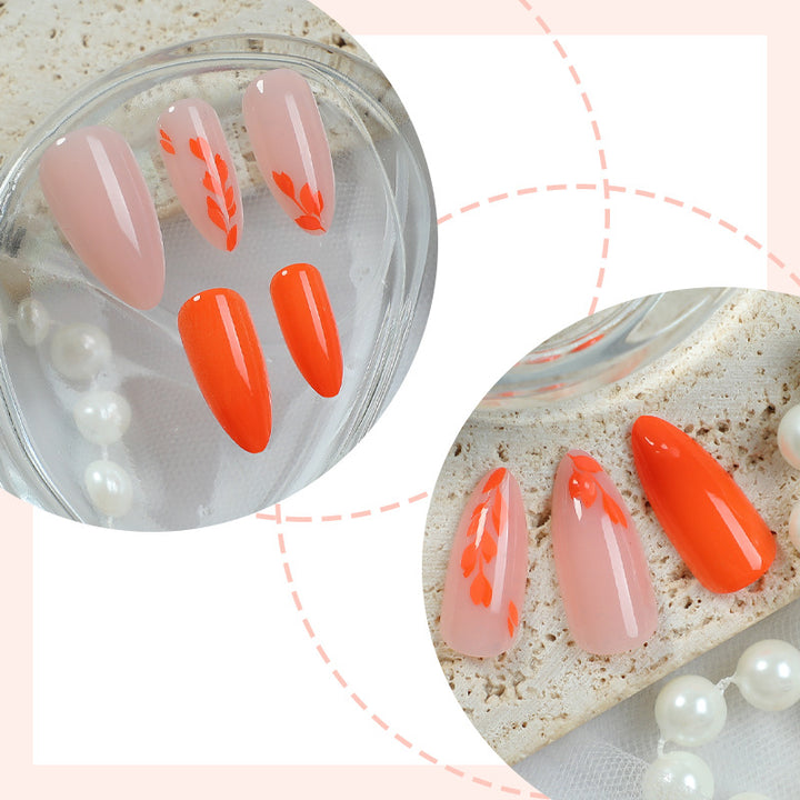 Artistic Press-On Nail Set with Seasonal Floral Designs Stornfield