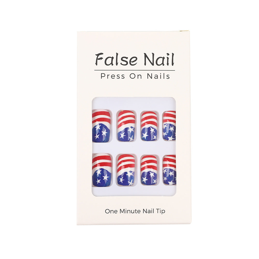 Artificial nails in patriotic Stars and Stripes design Stornfield