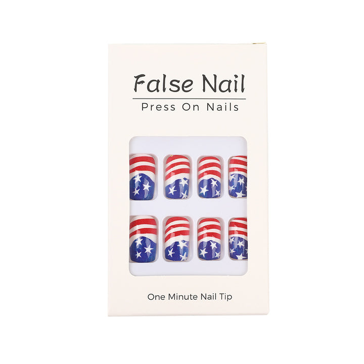 Artificial nails in patriotic Stars and Stripes design Stornfield
