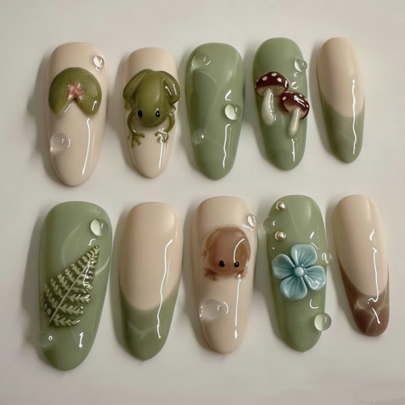 Nature-Themed Artistic Press-On Nail Set Stornfield