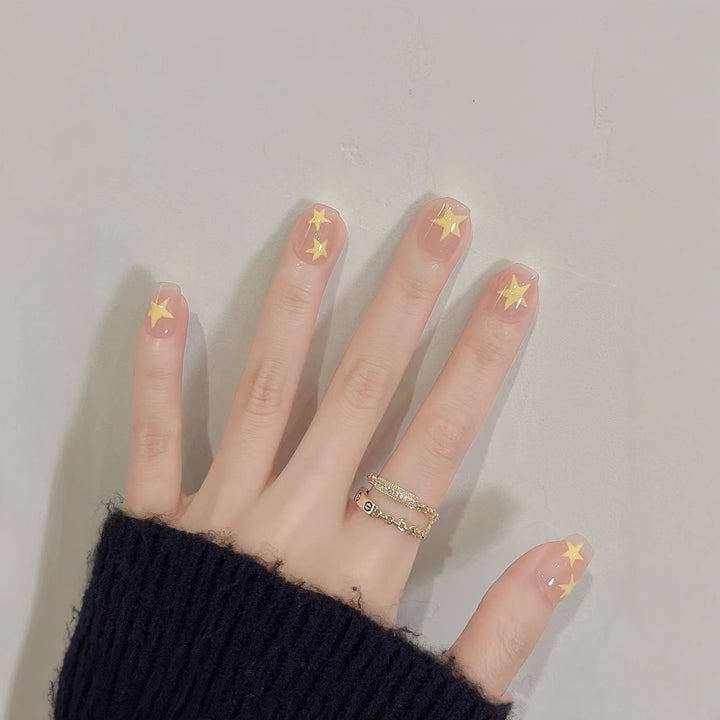 Decorative Press-On Nail Art Set with Star Motifs