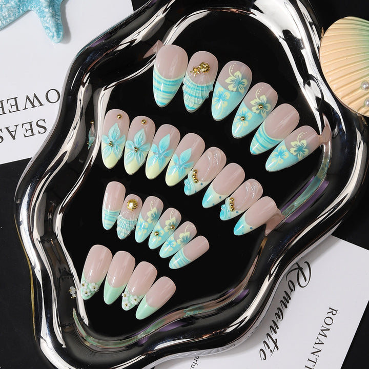 Artistic Tropical Floral Press-On Nail Set Stornfield