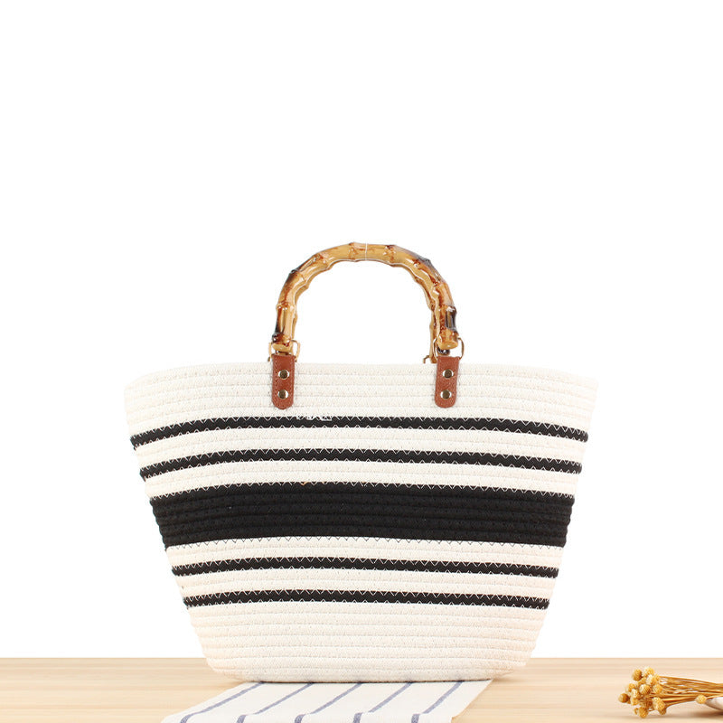 Elegant basket bag with bamboo handles Stornfield