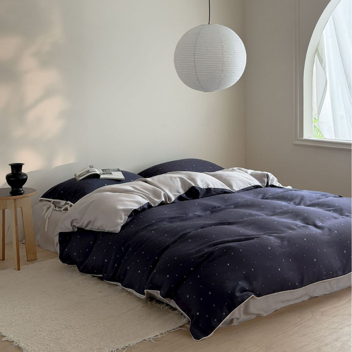 Cooling Satin-Feel Microfiber Duvet Cover Set with Hidden Closure and Corner Ties