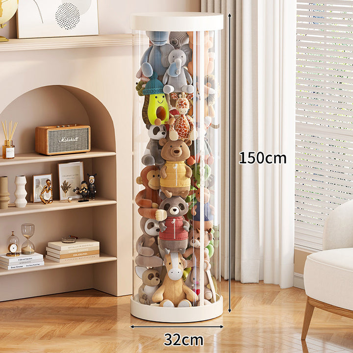 Tall Transparent Cylindrical Plush Toy Display & Storage Tower