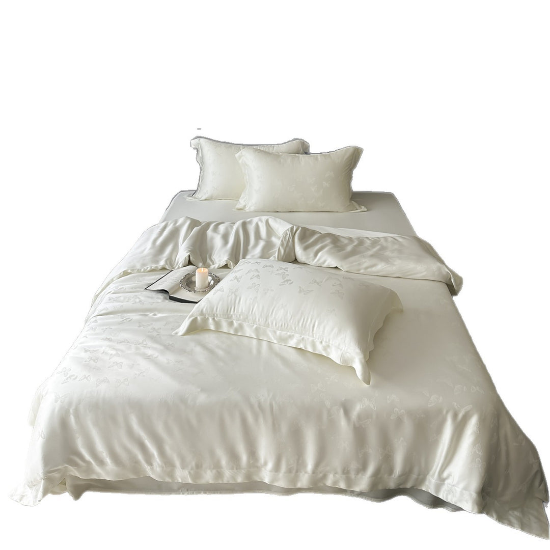 Satin Jacquard Butterfly Duvet Cover Set with Silky Sateen Weave & Hidden Closure