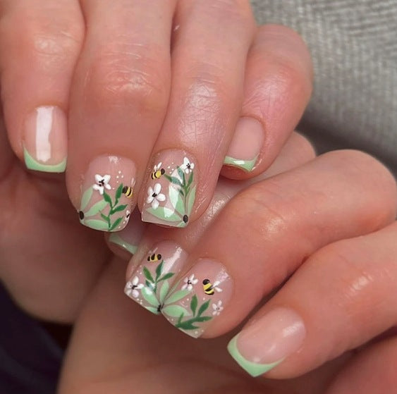 Floral-Themed Acrylic Nail Art Enhancements Stornfield