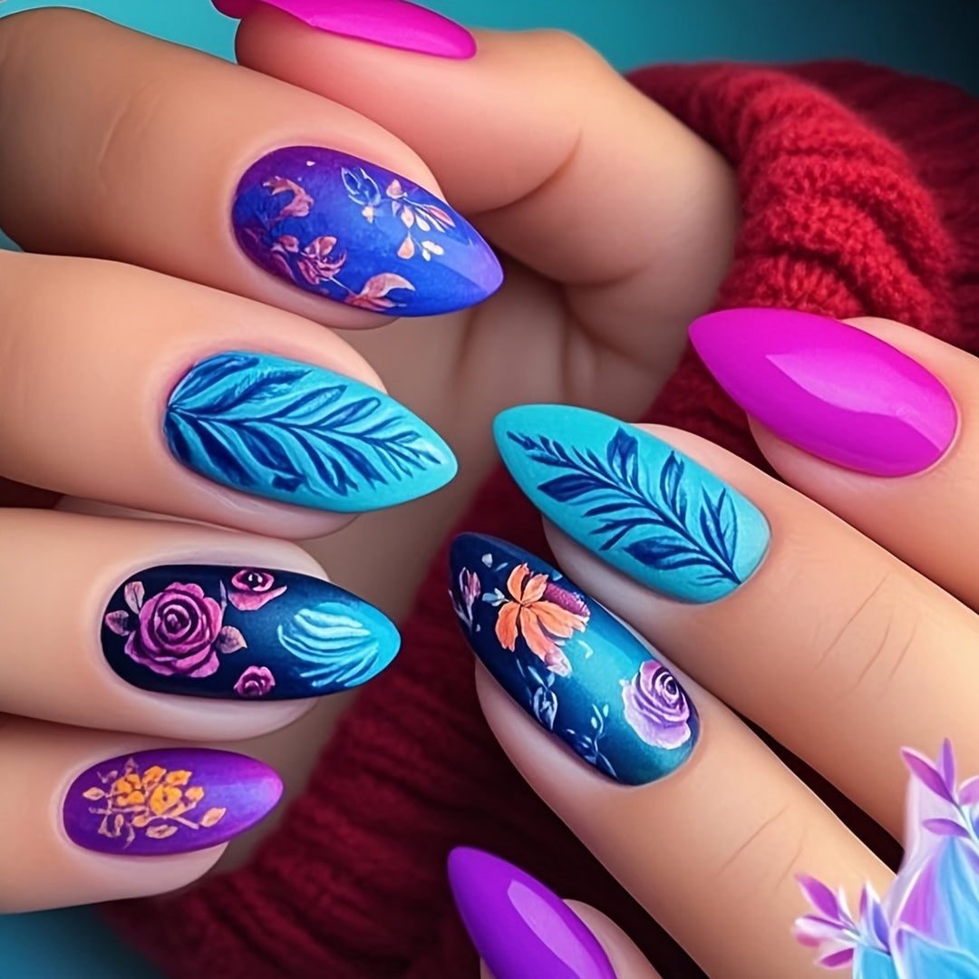 Artificial nails with floral designs Stornfield