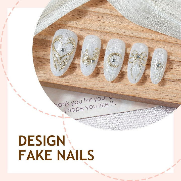 Luxury artificial nail set with glitter and jewelry accents Stornfield