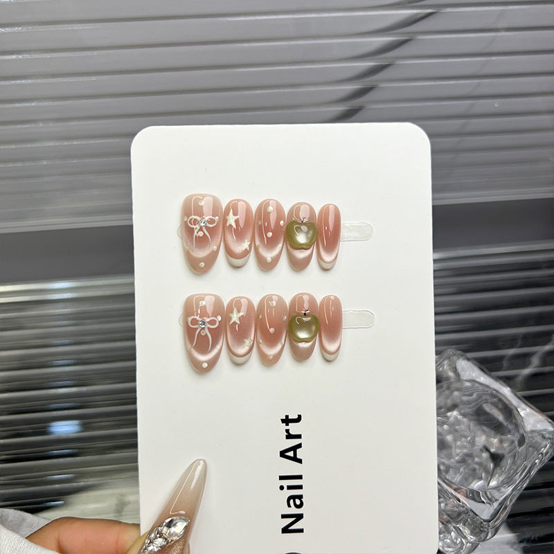 Decorative Press-On Nail Art Set with Floral and Heart Accents