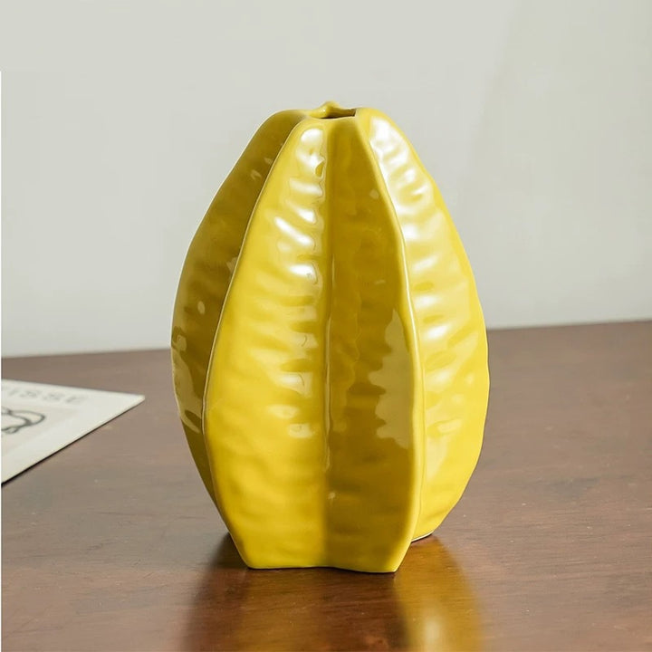 Artistic Leaf-Shaped Ceramic Vase